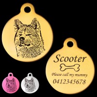 Akita Engraved 31mm Large Round Pet Dog ID Tag